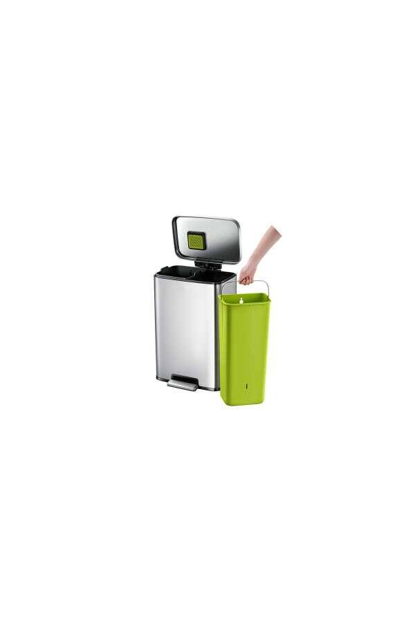 25L+20L EKO Paslanmaz Çelik Pedallı Atık Kutusu - 4