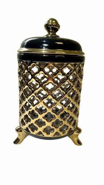 AZRA KAVANOZ ORTA 20 CM SİYAH GOLD - 1