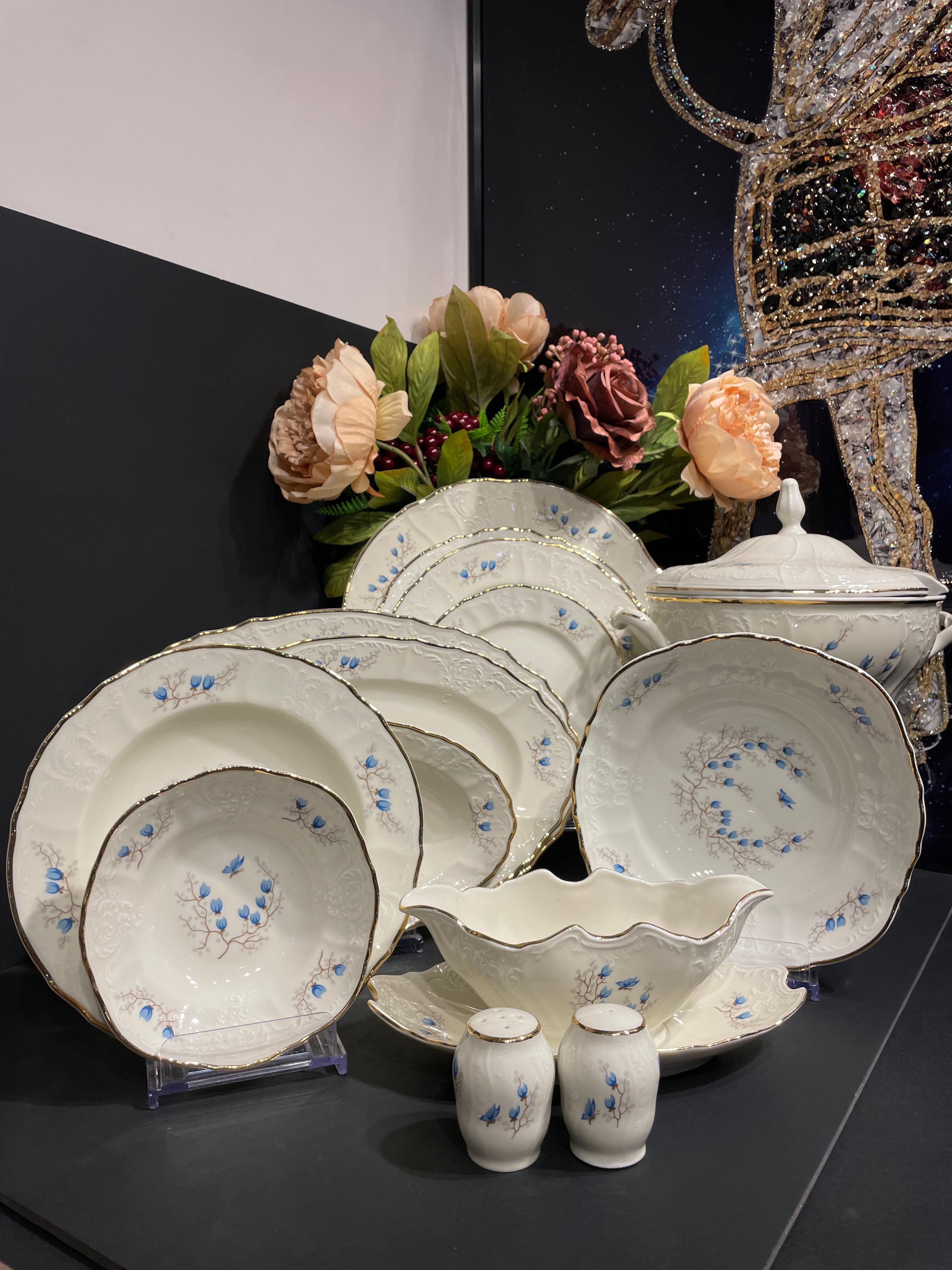 BERNADOTTE MAVİLİ THUN DINNER SET 12/77 PARÇA YEMEK TAKIMI - 1