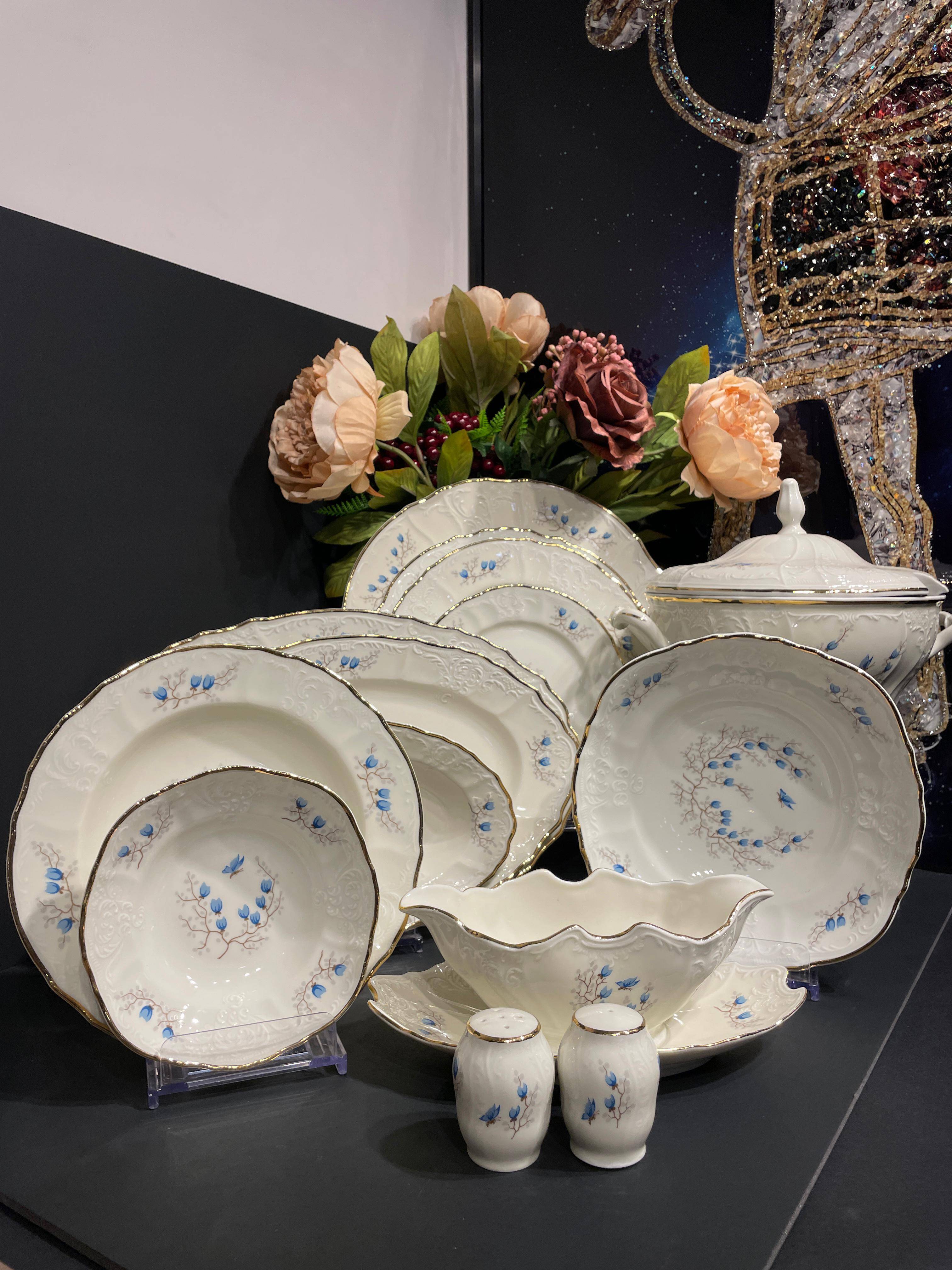 BERNADOTTE MAVİLİ THUN DINNER SET 12/77 PARÇA YEMEK TAKIMI - 1