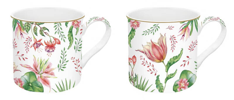 Easy Life Botanic Chic 2'li Fine China Porselen Kulplu Bardak Seti 300 ml - 1