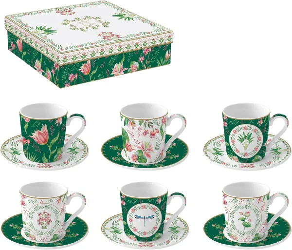 Easy Life Botanic Chic 6'lı Porselen Kahve Fincan Seti 100 ml - 1