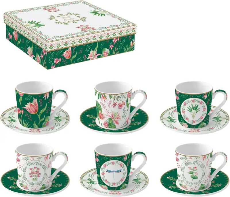 Easy Life Botanic Chic 6'lı Porselen Kahve Fincan Seti 100 ml - 1