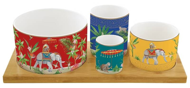  Easy Life Marajah 4 Parça Porselen Meze Seti Bambu Tepsili 29 x 13 cm - 1