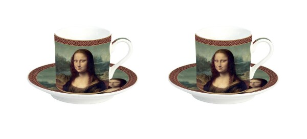 Easy LifeMasterpiece 2'li Porselen Kahve Fincan Seti 75 ml - The Mona Lisa - 1