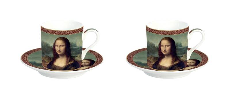 Easy LifeMasterpiece 2'li Porselen Kahve Fincan Seti 75 ml - The Mona Lisa - 1