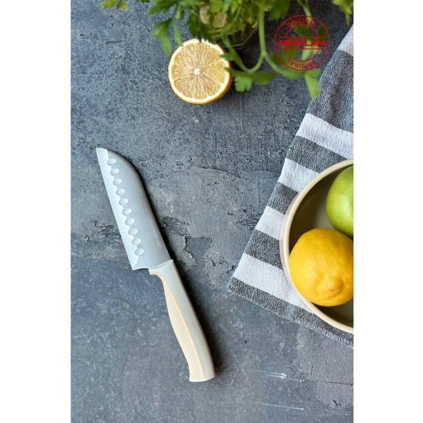 FİKA MİCROBAN SANTOKU BIÇAK 13CM, BEJ - 3