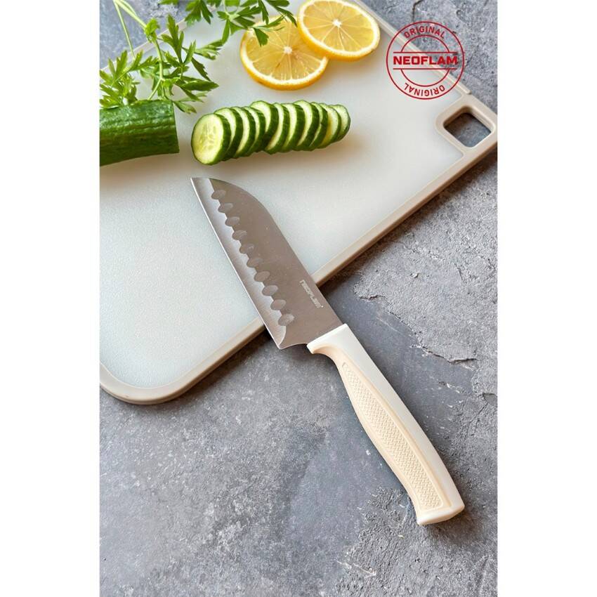 FİKA MİCROBAN SANTOKU BIÇAK 18CM, BEJ - 3