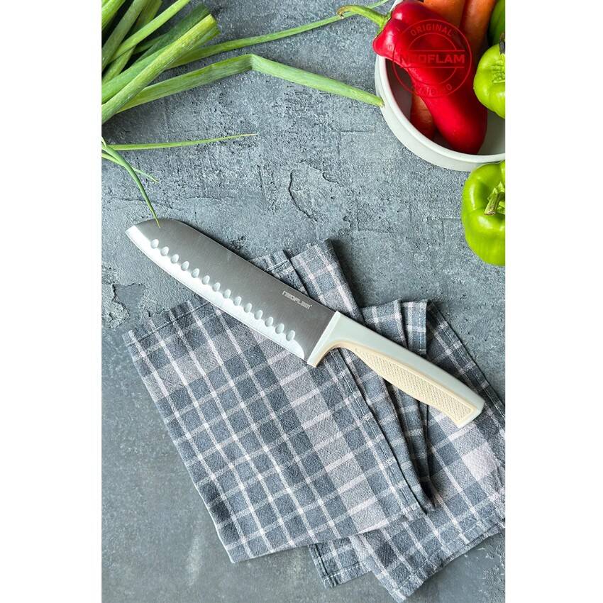 FİKA MİCROBAN SANTOKU BIÇAK 18CM, BEJ - 4