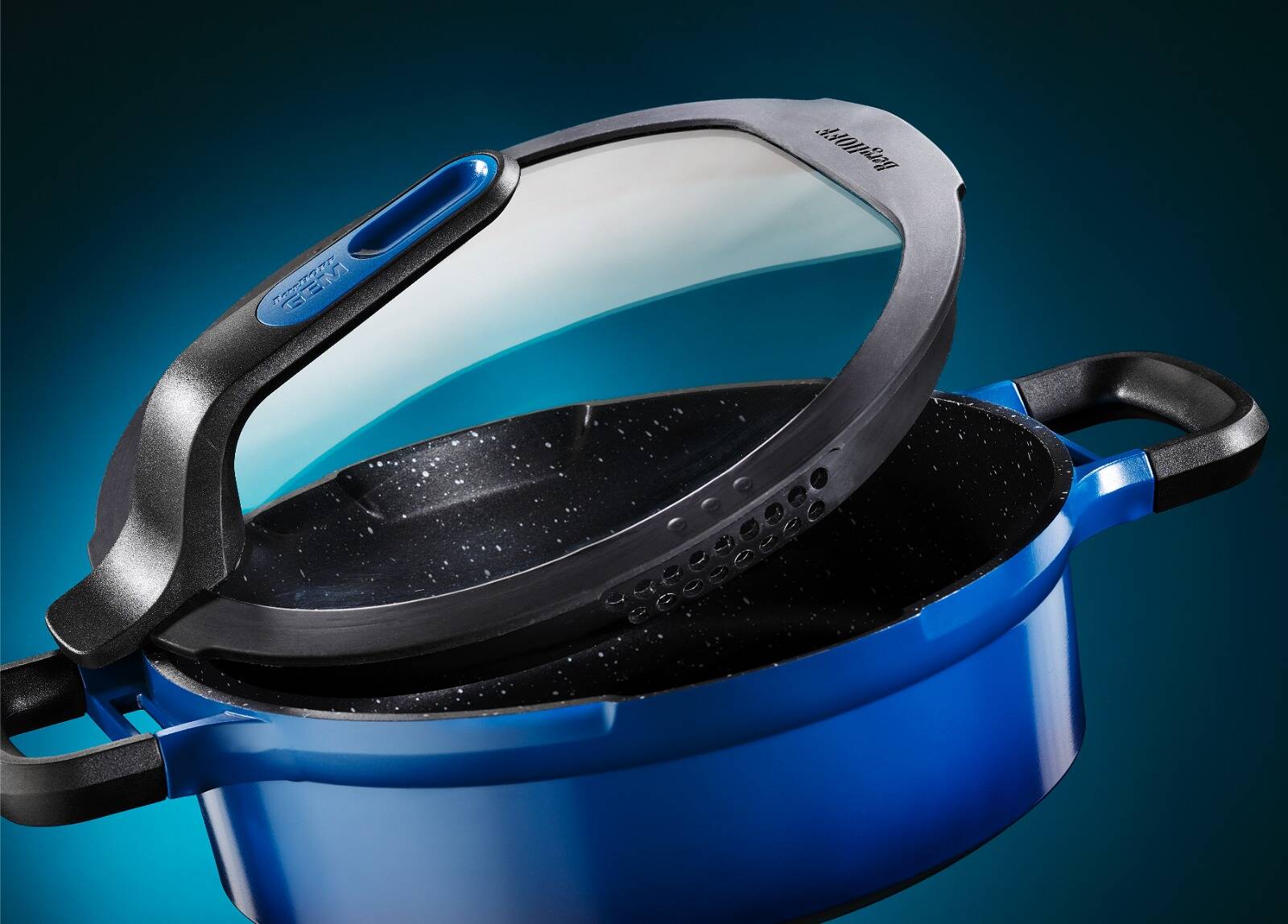 Gem Stay Cool Derin Tencere Mavi 24 Cm+HEDİYE TAVA MAVİ 24 CM - 1
