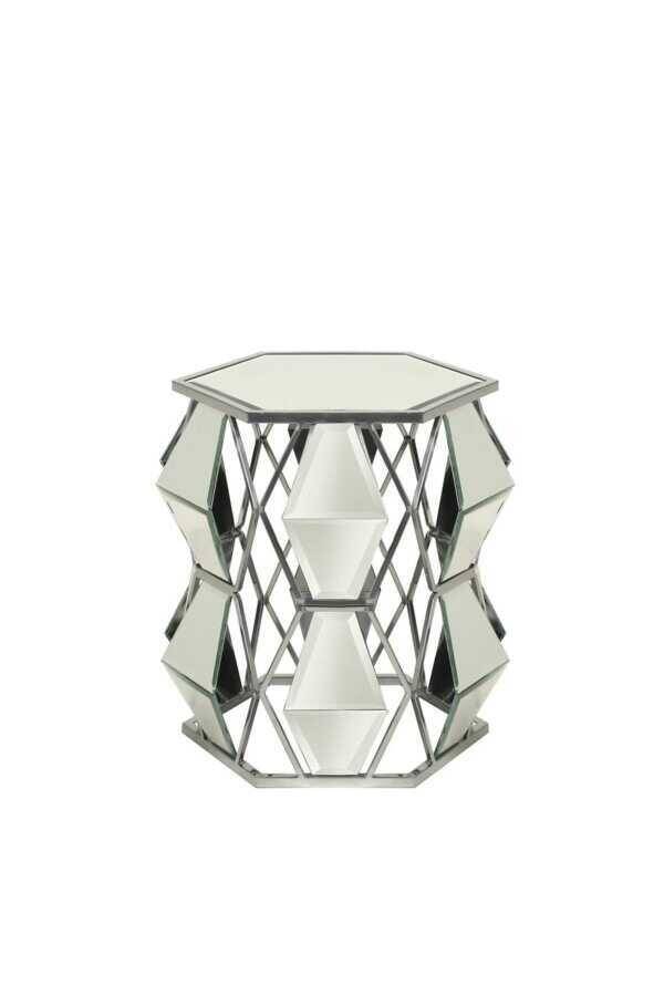 Geo Aynalı Yan Sehpa Silver 60 cm - 1