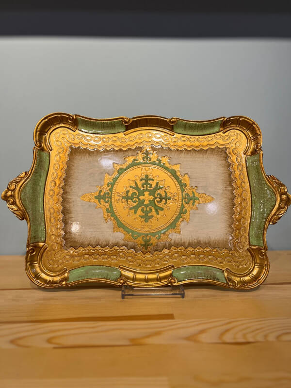 Gül Ağacı Yeşil Renk Tepsi - 50 cm - 1