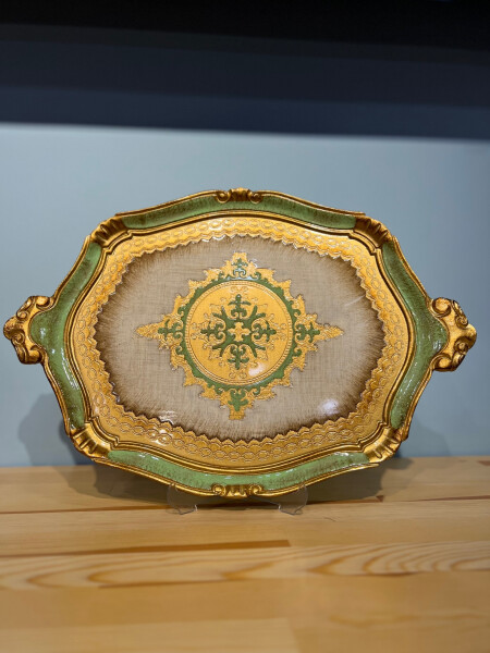 Gül Ağacı Yeşil Renk Tepsi - 51 cm - 1