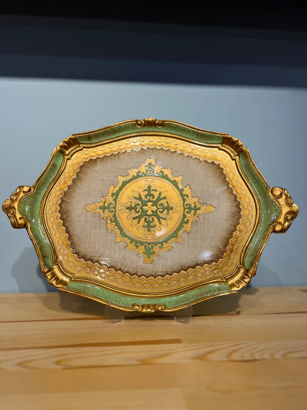 Gül Ağacı Yeşil Renk Tepsi - 51 cm - 1