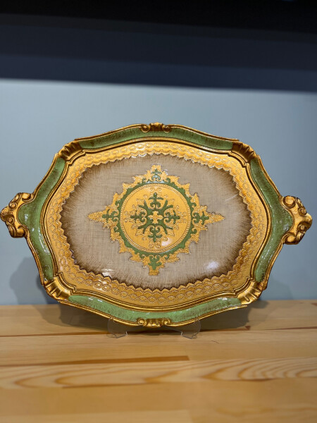 Gül Ağacı Yeşil Renk Tepsi - 51 cm - 2