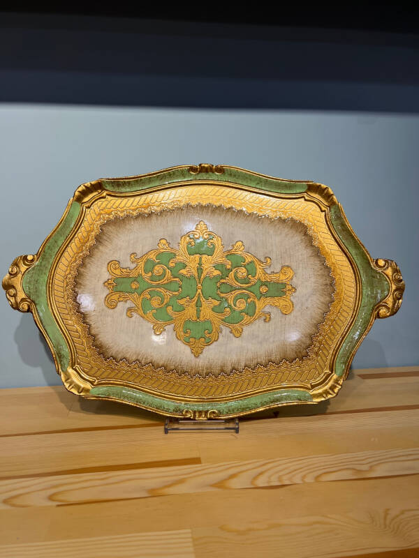 Gül Ağacı Yeşil Renk Tepsi - 58 cm - 1