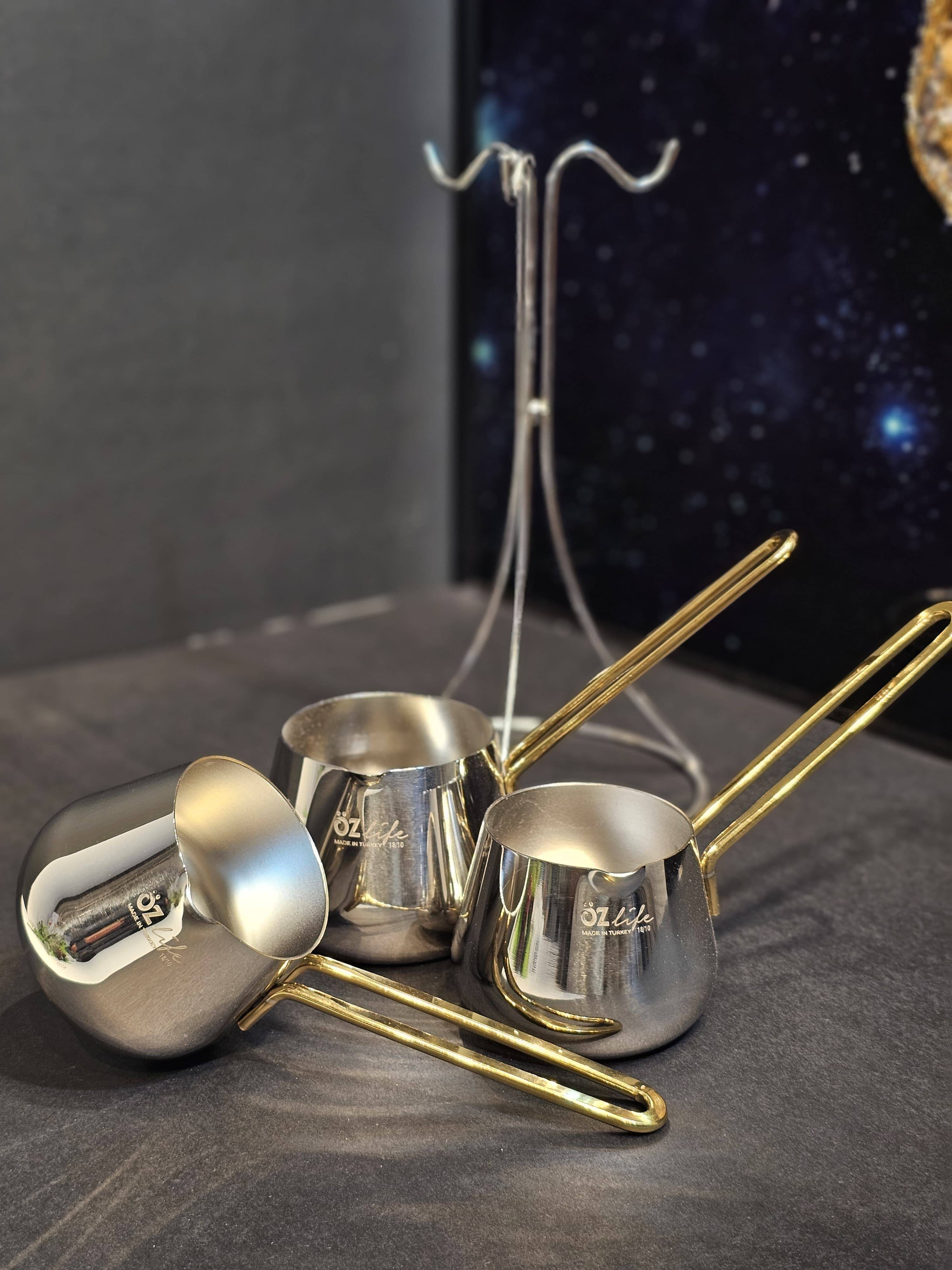 HÜMA 4 Parça Cezve Takımı Sade Gold - 4