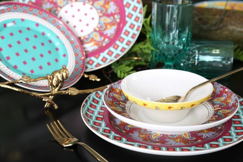Lucky Art Eliana Desenli New Bone China Porselen 24 parça Yemek Takımı - 2