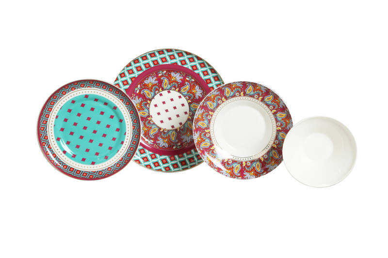 Lucky Art Eliana Desenli New Bone China Porselen 24 parça Yemek Takımı - 1