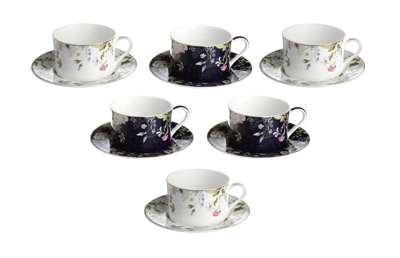 Lucky Art Fleuriesse New Bone China Porselen 6lı Çay Fincanı Seti - 1