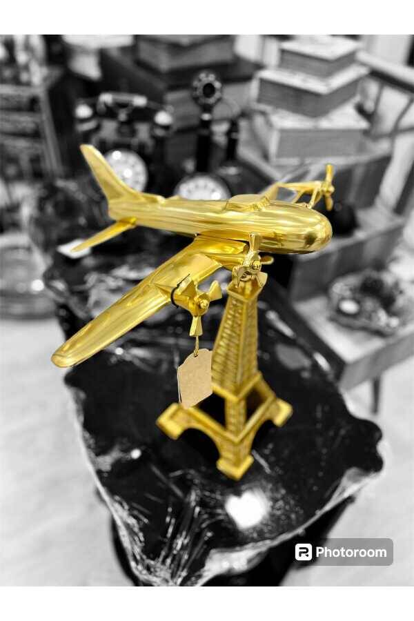 Luckyart Eyfel Gold Metal Uçak Dekor 50 cm - 3