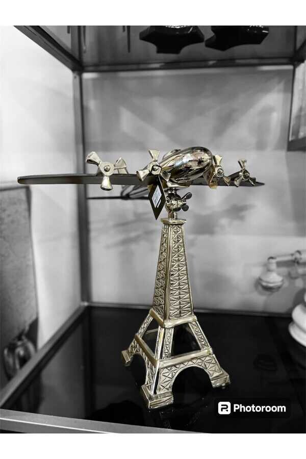 Luckyart Eyfel Gümüş Metal Uçak Dekor 50 cm - 2