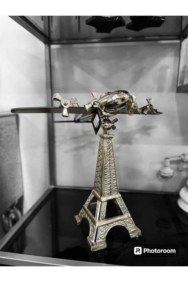 Luckyart Eyfel Gümüş Metal Uçak Dekor 50 cm - 2