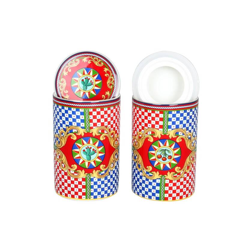 Luckyart Odessa Desenli Bone China Porselen 2 li Kavanoz Seti 750 ml - 1