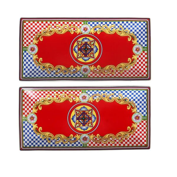 Luckyart Odessa Desenli Bone China Porselen 2 li Servis Tabağı Seti 30 cm - 1