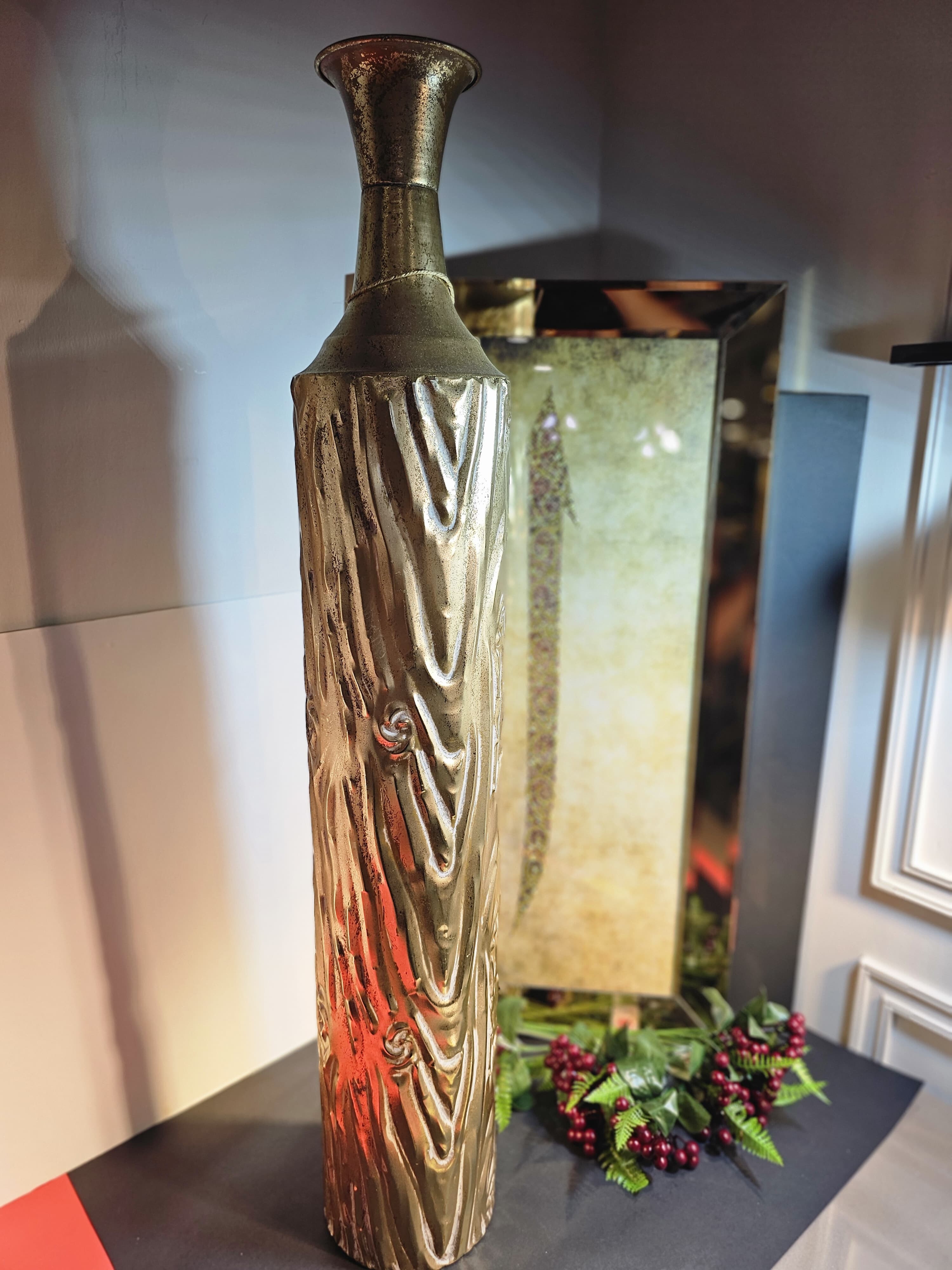 METAL ANTİK VAZO ALTIN 15X89 CM - 2