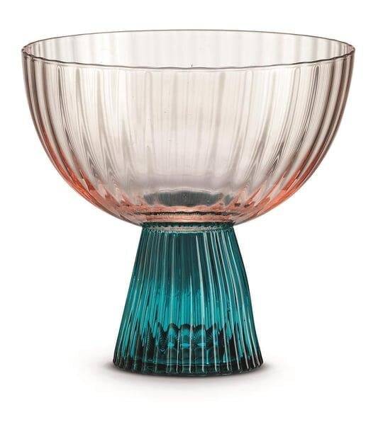 Pozzi Milano Modern Classic 2'li Cam Dondurmalık Seti 400 ml - Pembe&Yeşil - 1