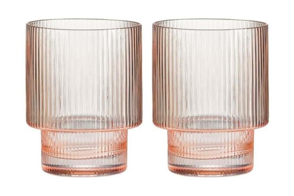Pozzi Milano Modern Classic 2'li Cam Su Bardağı Seti 250 ml - Pembe 