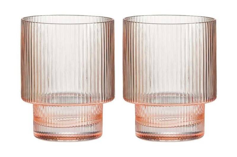 Pozzi Milano Modern Classic 2'li Cam Su Bardağı Seti 250 ml - Pembe - 1