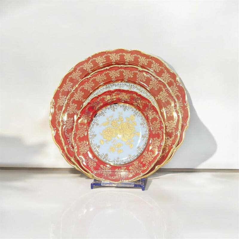 QUEENS CROWN EL BOYAMASI RED GOLD ROSE 64 PRÇ YEMEK TAKIMI - 2