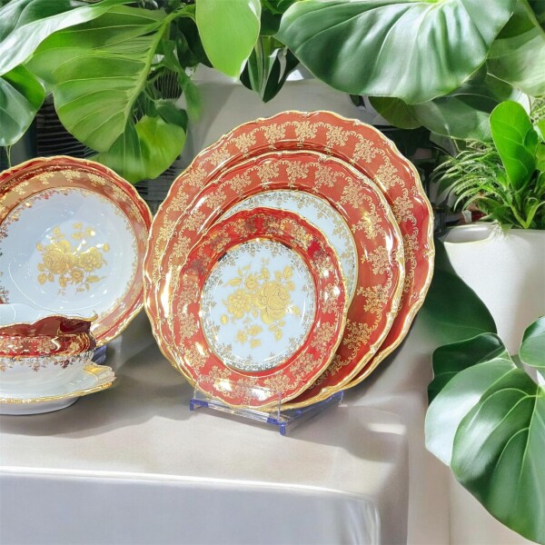 QUEENS CROWN EL BOYAMASI RED GOLD ROSE 64 PRÇ YEMEK TAKIMI - 5
