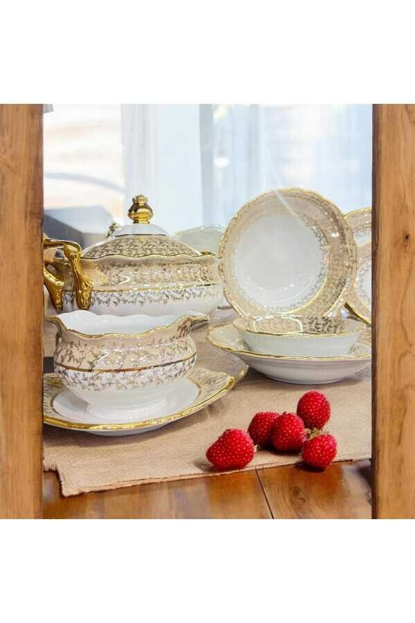 QUEENS CROWN KAHVERENGİ EL BOYAMASI YEMEK TAKIMI - 2
