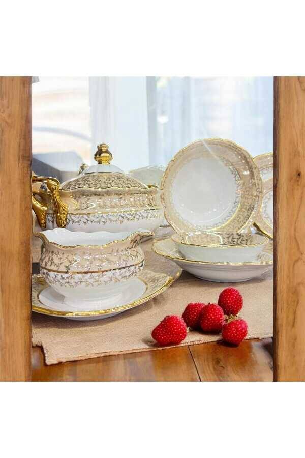 QUEENS CROWN KAHVERENGİ EL BOYAMASI YEMEK TAKIMI - 2