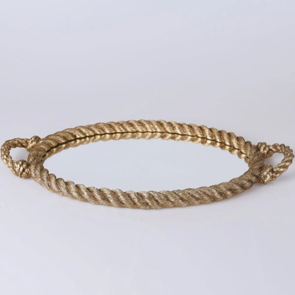 Rope Aynalı Tepsi Altın - 3
