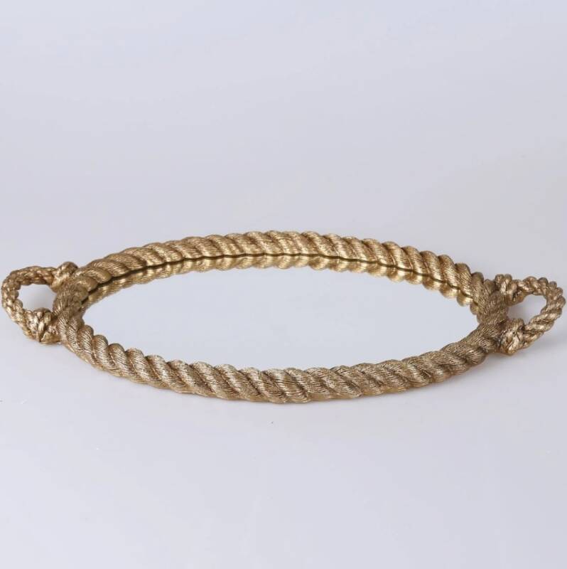 Rope Aynalı Tepsi Altın - 3