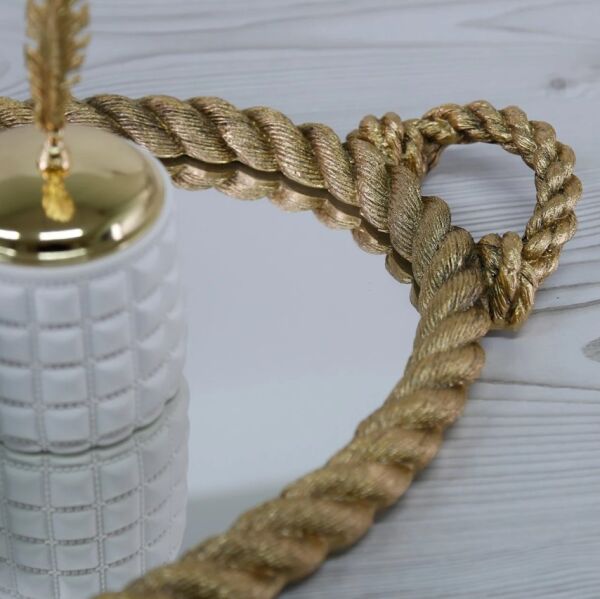 Rope Aynalı Tepsi Altın - 4