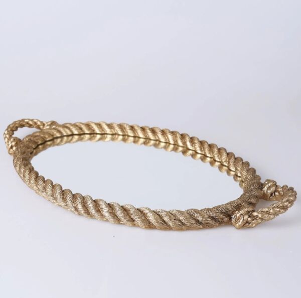Rope Aynalı Tepsi Altın - 5