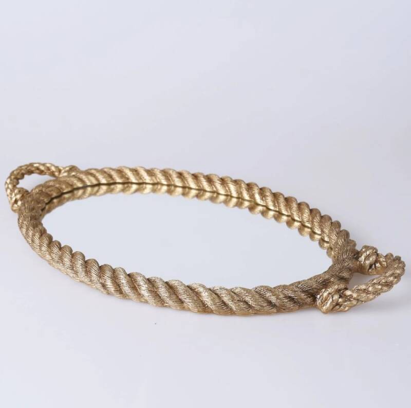 Rope Aynalı Tepsi Altın - 5