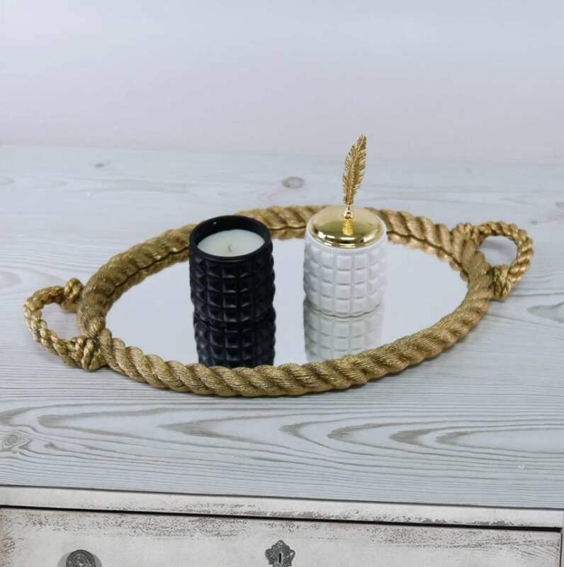 Rope Aynalı Tepsi Altın - 1