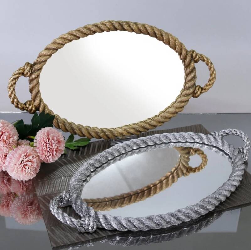 Rope Aynalı Tepsi Gümüş - 5