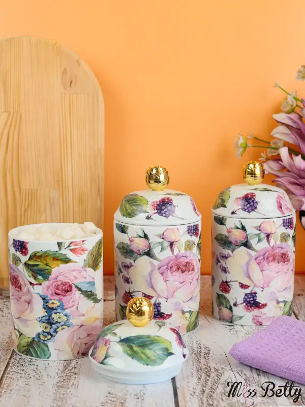 Rose Deluxe Büyük Porselen Baharat Takımı 3'lü - 1
