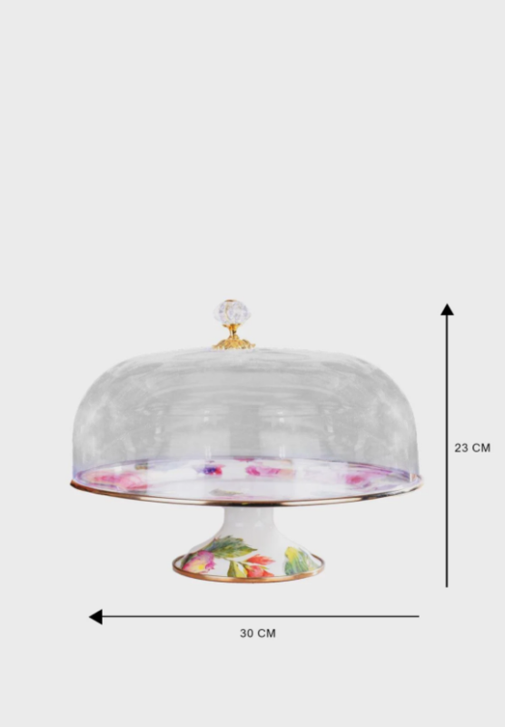 Rose Deluxe Emaye Ayaklı 30 Cm Kek Fanusu - 5