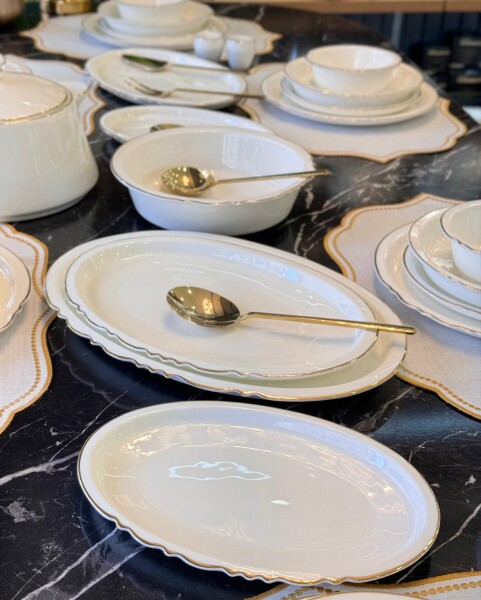 Rumi Modern 60 Parça 12 Kişilik Bone Yemek Takımı Gold - 4