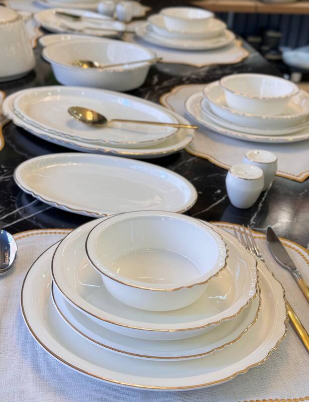 Rumi Modern 60 Parça 12 Kişilik Bone Yemek Takımı Gold - 5
