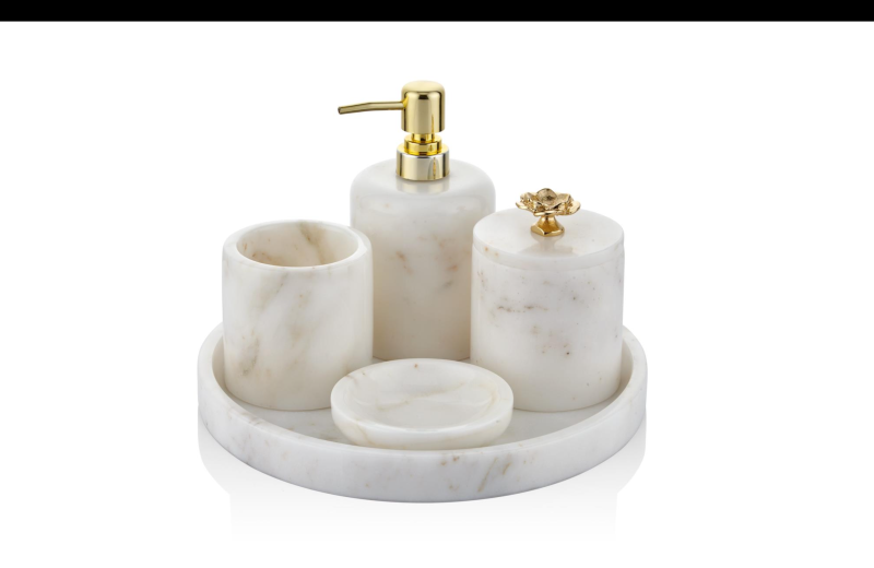 Setabianca Evza Mermer Banyo Seti Lotus Beyaz - 1