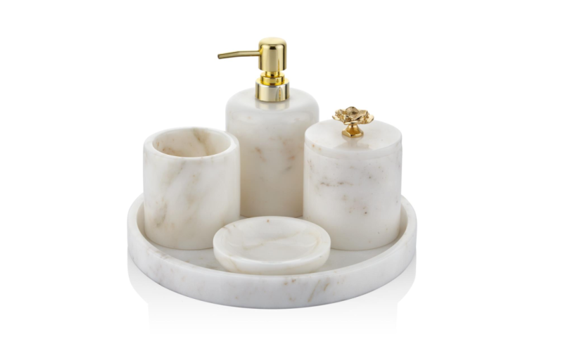 Setabianca Evza Mermer Banyo Seti Lotus Beyaz - 1